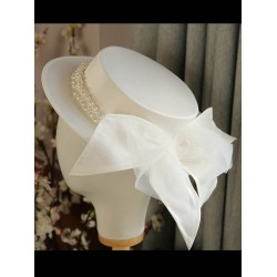 White  Pearl Bow Knot Hat