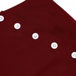 Red  Burgundy Button Wide leg Pants