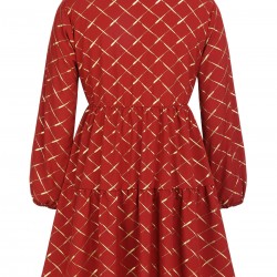 Plus Size Red  Lapel Plaid Dress