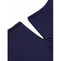 Plus Size Dark Blue  Keyhole Swing Dress