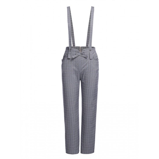Gray Plaids Suspender Pants Gray Plaids Suspender Pants