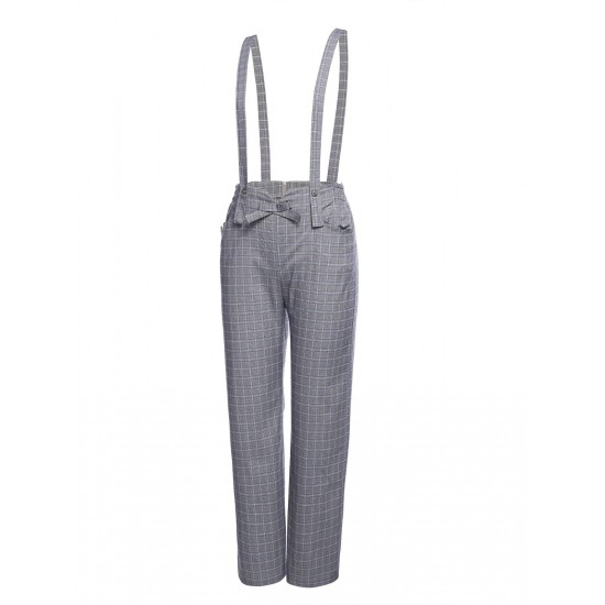 Gray Plaids Suspender Pants Gray Plaids Suspender Pants