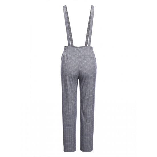 Gray Plaids Suspender Pants Gray Plaids Suspender Pants
