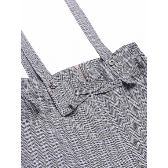 Gray Plaids Suspender Pants Gray Plaids Suspender Pants