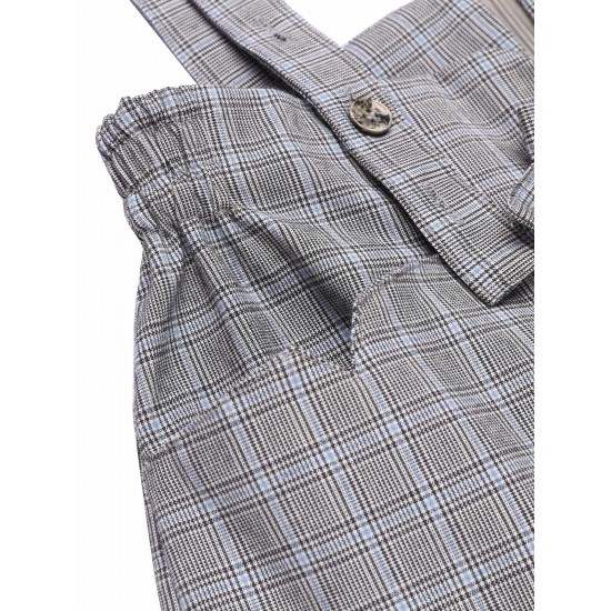 Gray Plaids Suspender Pants Gray Plaids Suspender Pants