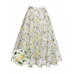  White Floral Button Swing Cover-up