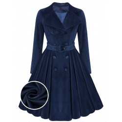 Navy Blue  Velvet Long Coat