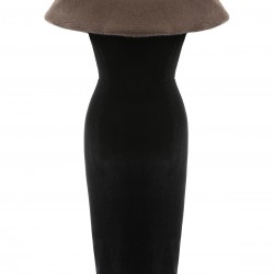 2PCS Black  Solid Dress & Plush Cape