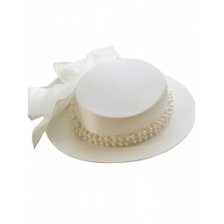 White  Pearl Bow Knot Hat