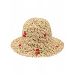 Beige  Rose Straw Sun Hat