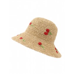 Beige  Rose Straw Sun Hat
