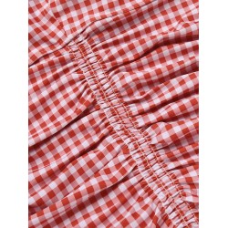 Checked  Halter Bowknot One-piece Swimsuit