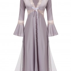 Purple  Polka Dot Satin Lace Sleepwear